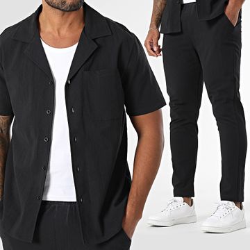 Zayne Paris  - Conjunto de camisa de manga corta y pantalón 098 Negro