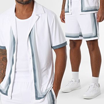 Zayne Paris  - Conjunto de camisa de manga corta y pantalón corto 089 Blanco Gris