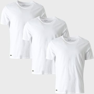 Lacoste - Lote de 3 Camisetas Slim Logo Cocodrilo Bordado Blanco