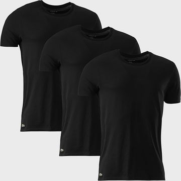 Lacoste - Lote de 3 camisetas Slim Logo Cocodrilo Bordado Negro