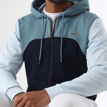 Lacoste - Sudadera con cremallera azul marino Logotipo cocodrilo bordado