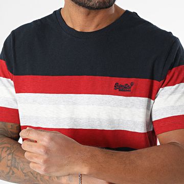 Superdry - Essential Stripe Tee Shirt M1012209A Azul Marino Rojo Brezo Gris Blanco