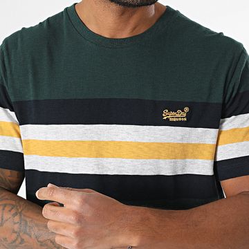 Superdry - Essential Stripe Tee Shirt M1012209A Verde oscuro Azul marino Gris brezo Amarillo