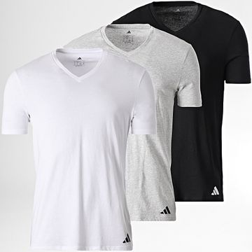 Adidas Performance - Lote de 3 Camisetas Active Core Cuello en V JK3999 Blanco Gris Brezo Negro