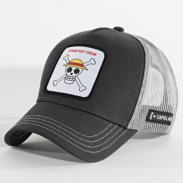 Capslab - Sombrero de paja Trucker Crew Gris