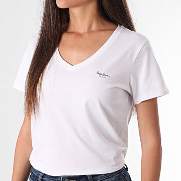 Pepe Jeans - Camiseta cuello pico mujer Macy PL506051 Blanco