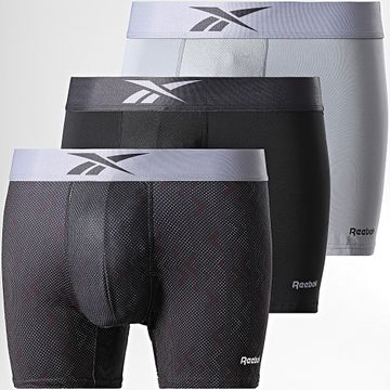 Reebok - Juego de 3 calzoncillos bóxer 15055 Negro Gris
