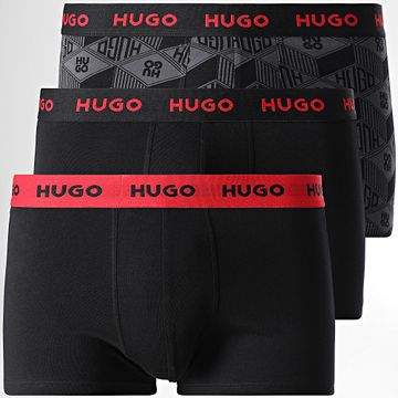 HUGO - Lote de 3 Boxers 50532550 Negro Gris Carbón Rojo