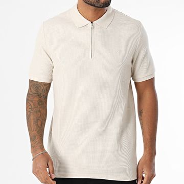 Jack And Jones - Polo Austin Beige de manga corta y cuello con cremallera