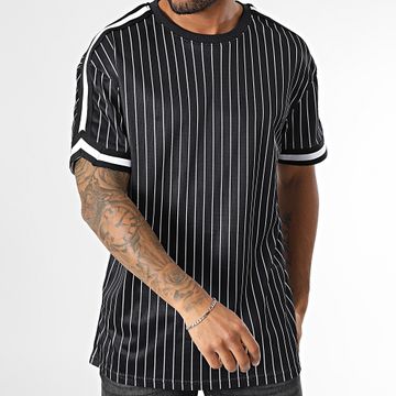 Urban Classics - Tee Shirt Mesh Oversize Grande Con Rayas TB6680 Negro