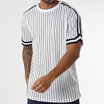 Urban Classics - Tee Shirt Mesh Oversize Grande Con Rayas TB6680 Blanco