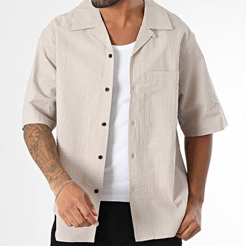 Urban Classics - Camisa de rayas de manga corta TB6409 Beige