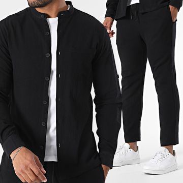 Zayne Paris  - Conjunto de camisa de manga larga y pantalón de verano 139 Negro