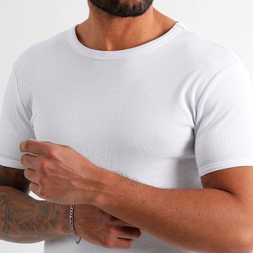 LBO - Camiseta de canalé liso 3779 Blanco