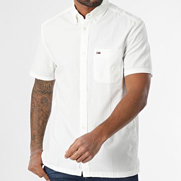 Tommy Jeans - Camisa Regular Seersucker Manga Corta 0890 Blanca