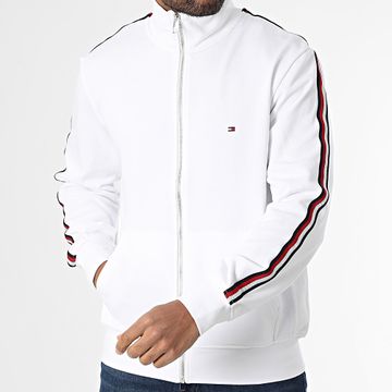 Tommy Hilfiger - Global Stripe Sudadera con cremallera y cuello alto 8686 Blanco