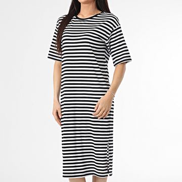Classic Series - Ayden Vestido Camiseta Rayas Blanco Negro Mujer