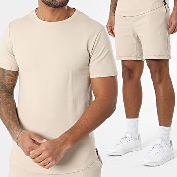 Uniplay - Conjunto de camiseta y pantalón corto de jogging beige
