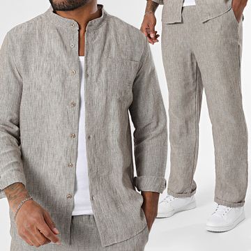Uniplay - Conjunto Camisa Manga Larga Y Pantalón 130 Chiné Beige Oscuro