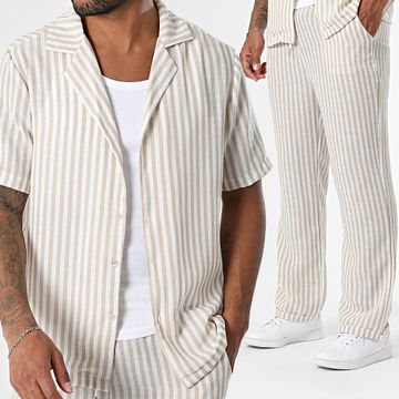 Uniplay - Conjunto de camisa de manga corta y pantalón de rayas 125 Blanco Beige