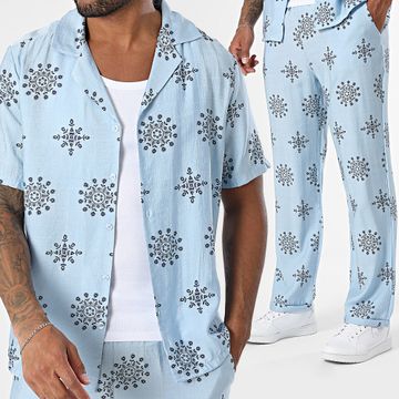 Uniplay - 132 Conjunto de camisa y pantalón azul claro de manga corta