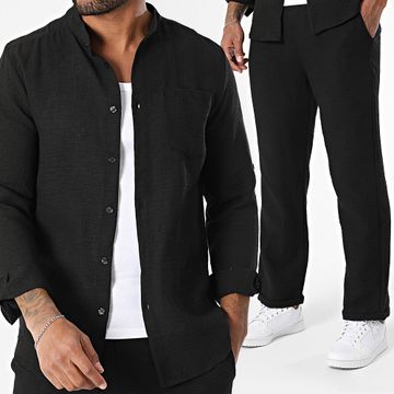 Uniplay - 130 Conjunto negro de camisa de manga larga y pantalón