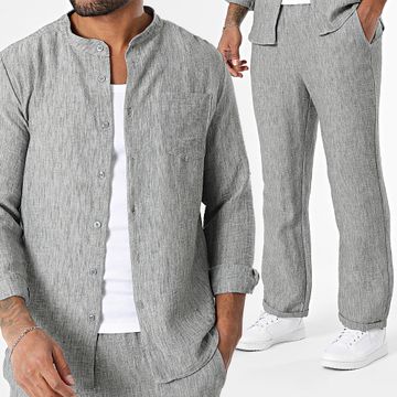 Uniplay - Conjunto de camisa de manga larga y pantalón 130 Chiné Gris