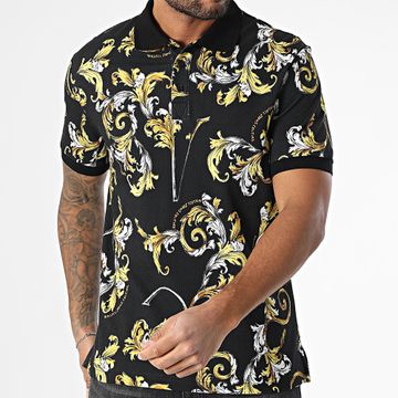 Versace Jeans Couture - Polo Manga Corta Piqué Estampado Barocco Contorno 78GAG6S0 Negro Renacimiento