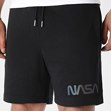 NASA - Pantalón Corto Logo Gusano Negro Arco Iris Reflectante Negro