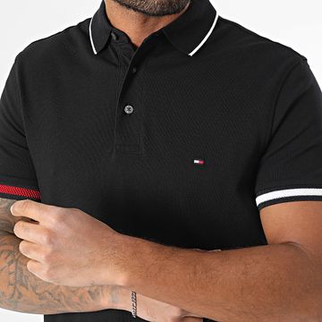 Tommy Hilfiger - Polo Slim Flag Cuff Manga Corta 8458 Negro