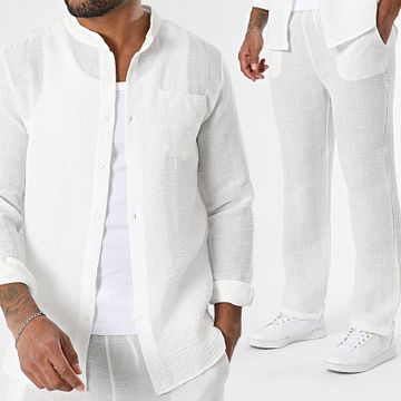 Uniplay - 130 Conjunto blanco de camisa de manga larga y pantalón