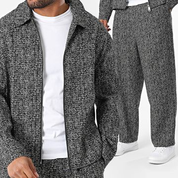 Uniplay - 139 Chiné Conjunto de chaqueta y pantalón negro con cremallera