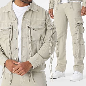 Uniplay - Conjunto de chaqueta vaquera y pantalón cargo Jean 198 Beige