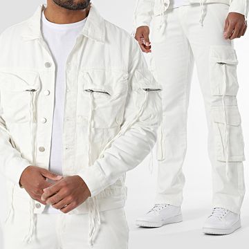 Uniplay - Conjunto de chaqueta vaquera y pantalón cargo Jean 198 Blanco