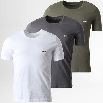 BOSS - Lote de 3 camisetas 50532470 Gris Antracita Verde Caqui Blanco