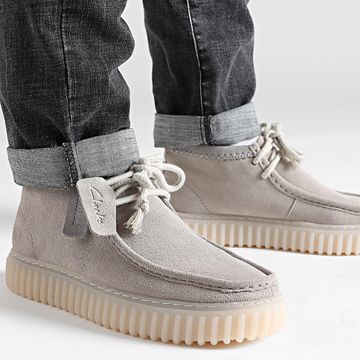 Clarks - Zapatillas Torhill Hi en ante gris claro
