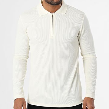 Frilivin - Polo Manga Larga Cuello Cremallera A68 Beige Claro