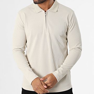 Frilivin - Polo Manga Larga Cuello Cremallera A68 Beige