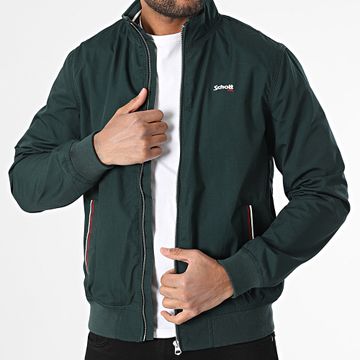 Schott NYC - Chaqueta Kenton Slim Zip Verde Oscuro