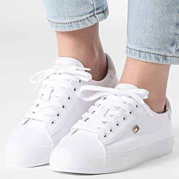 Tommy Hilfiger - Zapatillas de mujer Vulc Canvas Lace Up 8647 Blanco