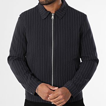 Frilivin - K35 Chaqueta azul marino a rayas con cremallera