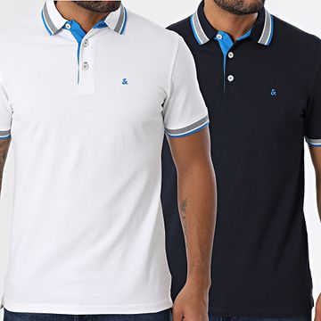 Jack And Jones - Lote de 2 polos de manga corta Paulos White Navy