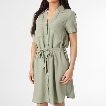 Only - Vestido camisero de mujer Caya Lino Verde