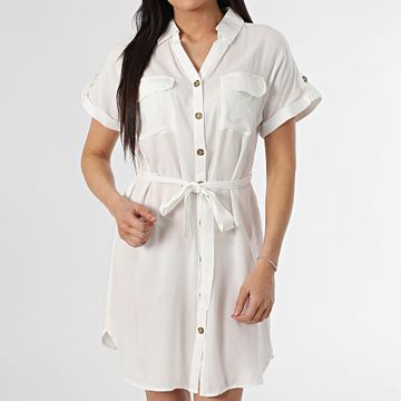 Vero Moda - Bumpy Vestido Camisero Mujer Blanco