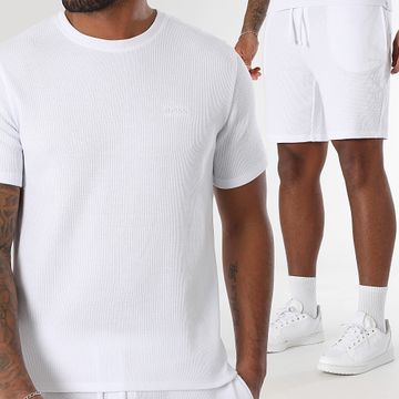 BOSS - Camiseta Waffle y pantalones cortos de jogging 50535891 50535884 Blanco