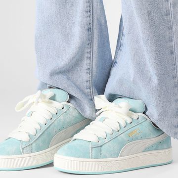 Puma - Zapatillas Mujer Suede XL Washed Out 402374 Safe Lake White PTeam Gold