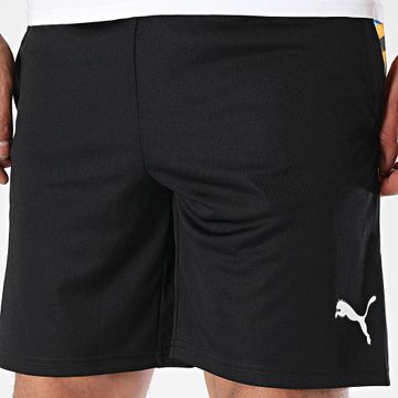 Puma - OM Faster 781435 Negro Azul Claro Naranja Rayas Pantalón Corto de Jogging