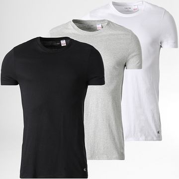 Calvin Klein - Lote de 3 camisetas 4051 Negro Gris Brezo Blanco