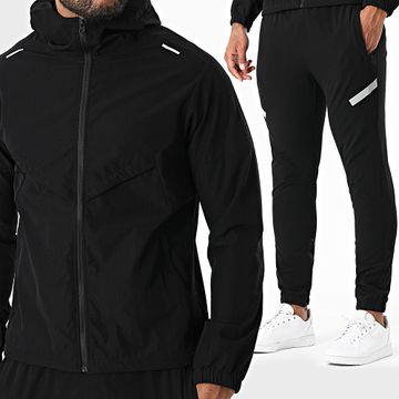 Zayne Paris  - 129 Conjunto de chaqueta con cremallera y capucha negra y pantalón de jogging