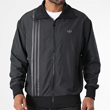 Adidas Originals - JD0050 Chaqueta negra a rayas con cremallera